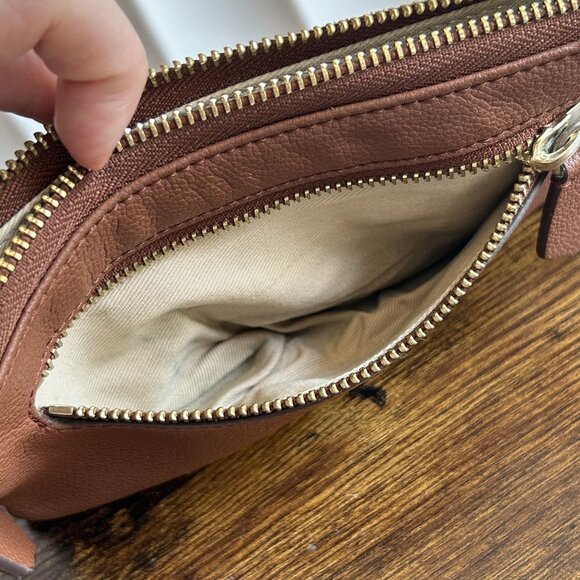 Jason Wu Leather Wristlet Double Wallet Strap Cognac Brown Tan - Picture 8 of 9